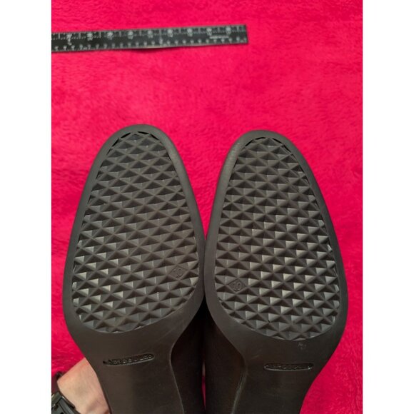 Aerosoles True Blue Loafers Womens 10 B Black Leather Contrast Stitch Block Heel - Picture 7 of 9